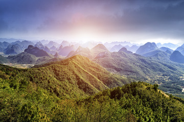 landscape of mountain and sky in guilin, china