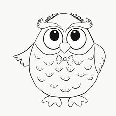 Coloring for kids, funny owl boy
