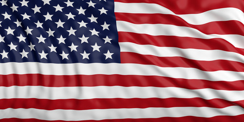 Fototapeta premium Waiving USA flag. 3d illustration