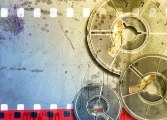 Film strip frame and reels. Textured effect.