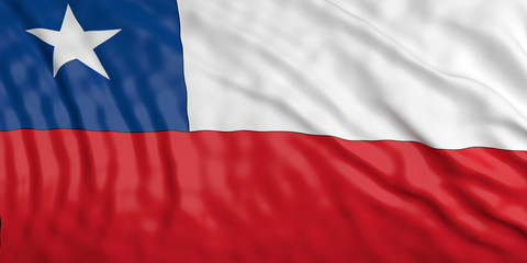 Naklejka premium Zniesienie flagi Chile. Ilustracja 3D