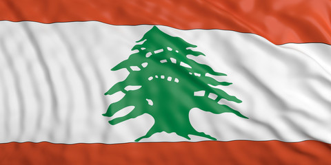 Waiving Lebanon flag. 3d illustration