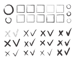 Cross, Hook, Collection., Icons, Set., Black, White, Background., Vector, Illustration.