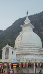 White stupa under Adam's Peak in Sri Lanka