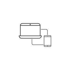 Sync devices line icon, outline vector logo illustration, linear pictogram isolated on white