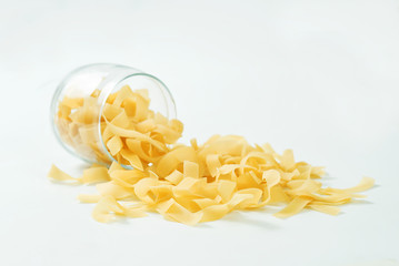 Organic natural pasta - Clean shallow depth image of decorated and arranged assorted pasta