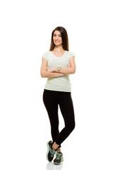 Happy Young Woman Standing Full Length Portrait