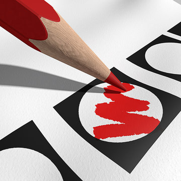 3D render - verkiezing rood potlood