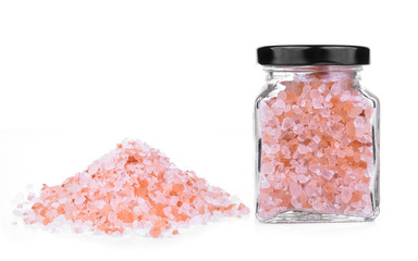 himalayan pink salt isolated on white background