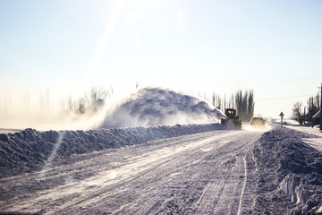 Snowplow in the mountains