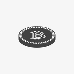 Bitcoin icon. Vector illustration style is flat iconic symbols, gray color, white background.