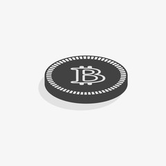 Bitcoin icon. Vector illustration style is flat iconic symbols, gray color, white background.