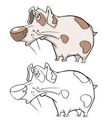  Illustration of a Cute Hunting Dog. Cartoon Character