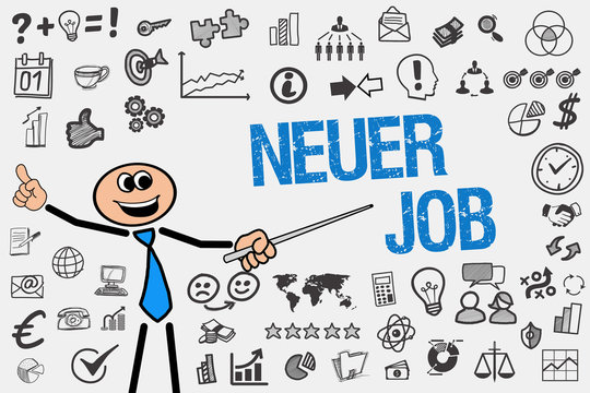 Neuer Job / Mann mit Symbole