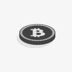 Bitcoin icon. Vector illustration style is flat iconic symbols, gray color, white background.