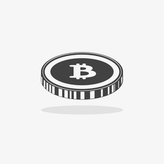 Bitcoin icon. Vector illustration style is flat iconic symbols, gray color, white background.