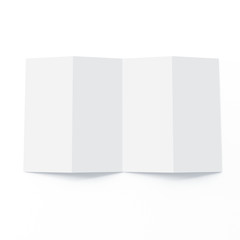 Four Fold Brochure Mock-up, Realistic Rendering of Four Fold Brochure Mock-up on Isolated White Background, 3D Illustration
