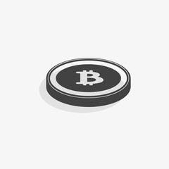 Bitcoin icon. Vector illustration style is flat iconic symbols, gray color, white background.