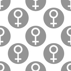 Seamless pattern. Sex symbols. Gender woman flat symbols. White Female abstract symbols in gray circle. Vector Illustration