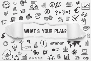 What´s your Plan? / weißes Papier mit Symbole