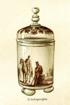 Beaker, painted by Nuremberg painter Johann Schaper (1621-1670) (from Meyers Lexikon, 1895, 7/624/625)