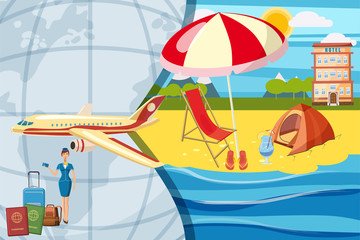 Travel tourism concept, cartoon style
