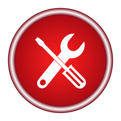 tools red circle web icon on white background