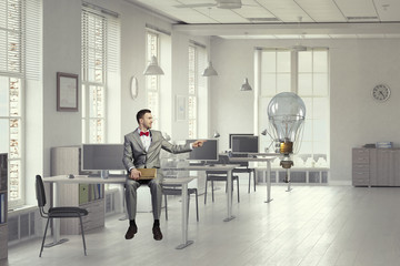 He has strong pursuit to knowledge . Mixed media