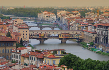 Old Bridge on Arno River in Florence, Italy