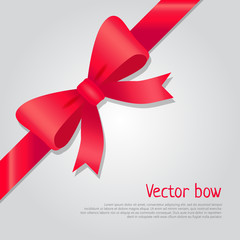 Vector Red Bow. Colourful Ribbon. Cartoon Style