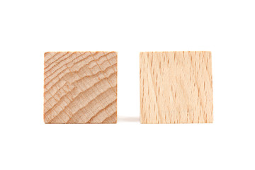 Wooden cubes on white background