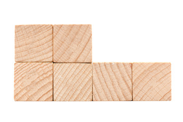 Wooden cubes on white background