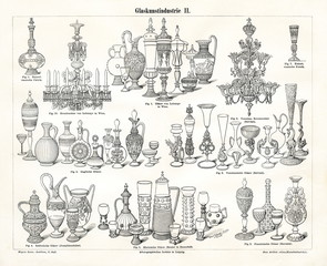 Obraz premium Glassware (from Meyers Lexikon, 1895, 7/626/627)
