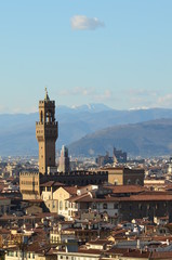 Old Palace in Florence as seen from Piazzale Michelangelo, Italy