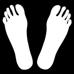 Simple white foot icon. Vector footprint silhouette