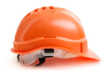 orange construction helmet isolated on white background