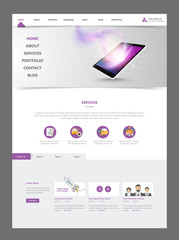 Clean Modern Website Interface Template, Vector Illustration.