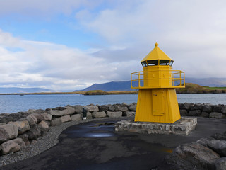 Leuchtfeuer am Hafen Skarfabakki in Reykjavik