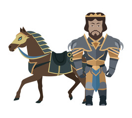 Fantasy Knight Character Vector Illustration.   