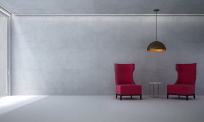 The interior design of red sofa living room