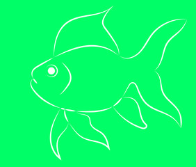 Silhouette of fish on a green background. Logo, icon