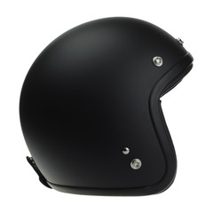 Black motorbike classic helmet isolated on white