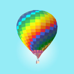 Polygonal colorful hot air balloon isolated