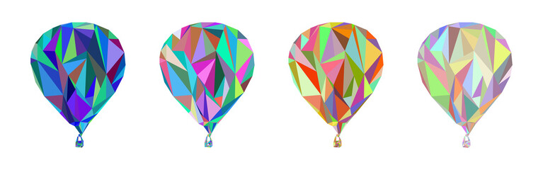 Set of Polygonal colorful hot air balloon isolated