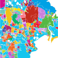 Phuket, Thailand, Colorful Vector Map