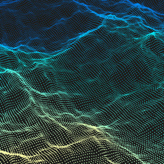 Array with Dynamic Particles. 3d Futuristic technology style.