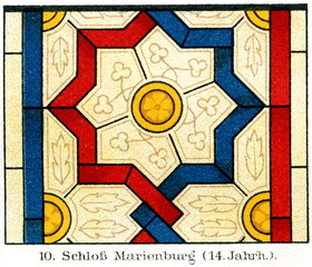 Stained glass from Castle of the Teutonic Order in Malbork, 14th century (from Meyers Lexikon, 1895, 7/632/633)