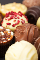 Close up of a selection of delicious chocolates