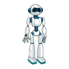 Robot cartoon icon over white background. colorful design. vector illustration