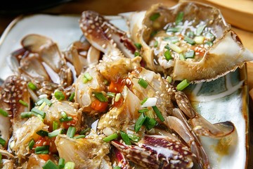 soy sauce marinated crab. This cuisine is Korean style.	